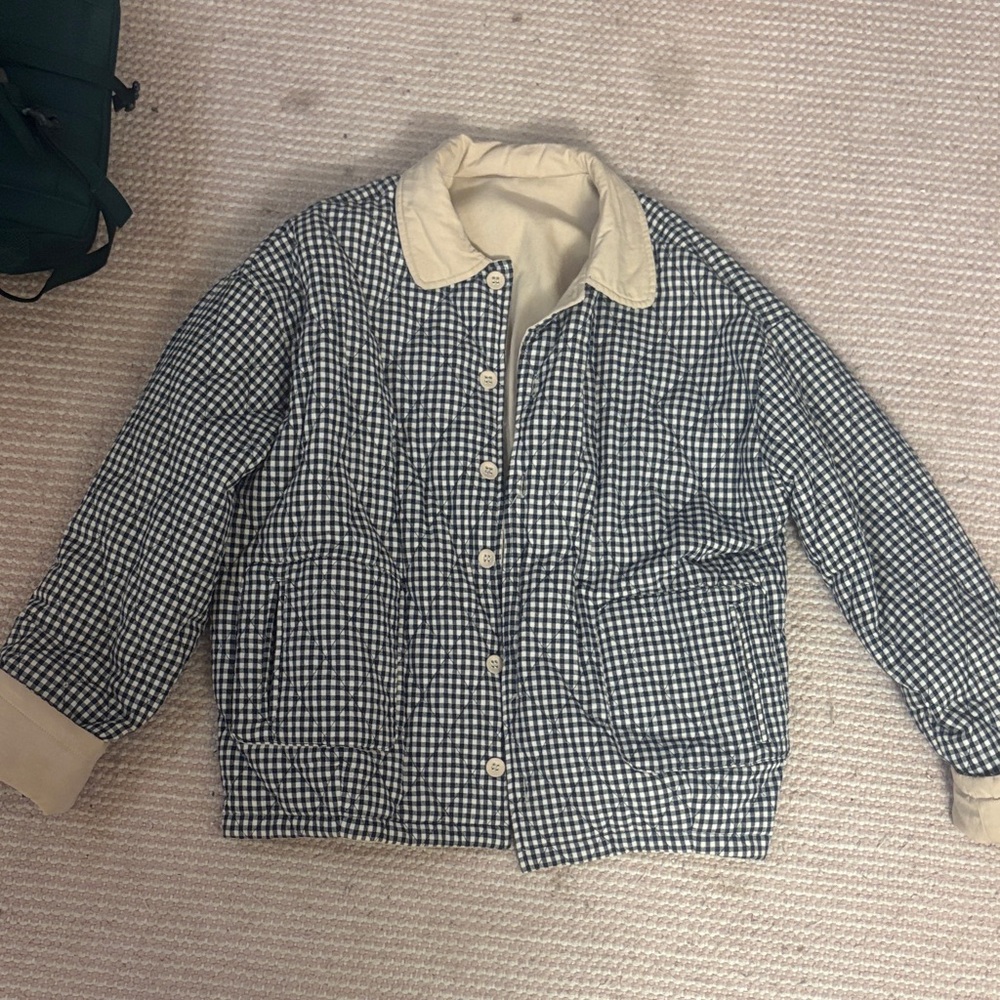 Reversible Gingham and cream Quilted Jacket